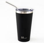 The Better Home 450 ml Insulated Coffee Cup Tumbler with Lid & Straw | Double Walled 304 Stainless Steel | Diwali Gift for Friends & Family | 6 hrs hot & Cold | Perfect for Home & Office | Black