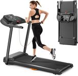 UMAY Treadmills for Home, 3.0HP Quiet Brushless Folding Treadmill with Heart Rate Sensor, Dual Cushion System, 14KM/H, Holder for Cup & Phone