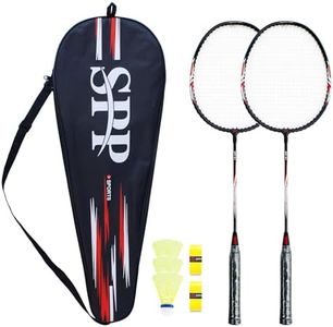 SPP Badminton Racket Set of 2 – Lightweight Racquets with Bag, 3 Shuttlecocks, 2 Overgrips | Badminton Set for Beginners and Intermediate Players