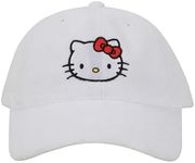 Hello Kitty Embroidered Character Head Art Adult White Baseball Cap