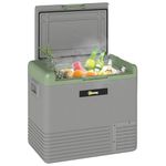 Outsunny 50L Car Refrigerator, Portable Compressor Car Fridge Freezer, Electric Cooler Box with 12/24V DC and 110-240V AC for Camping, Driving, Picnic, Down to -20℃, Light Green and Grey