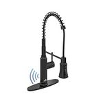CASAINC Kitchen Faucet with Pull Down Sprayer Matte Black, 7 Functions-3 Mode Sprayer Touchless 1.8gpm Kitchen Sink Faucet with Towel Rack, Lead-Free Copper Spring Faucet for Kitchen Sink