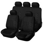 XiinxiGo Car Seat Covers Set, Universal Fit Thick Car Seat, Heavy Duty Work, Zip Up, Complete With Headrest Covers & Airbag Compatible,Black