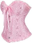 Hengzhifeng Corsets and Bustiers for Women Boned Embroidered Top Plus Size (AU 4-6, Pink)