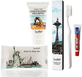 Travel Well Landscape Series Travel Size Mini Soap Bars 1.0oz/28g, Shampoo & Conditioner 2 in 1, Tooth Cleaners,20 each Individually Wrapped | Travel Size Toiletries | Hotel Toiletries Bulk Set