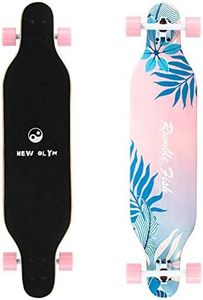 New Olym Longboard Skateboard 41 Inch 8 Layer Canadian Maple Drop Through Longboards for Youths Beginners. Summer Flowers