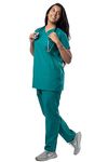 UNIFORM CRAFT Women’s Scrub Suits DSVX || 4 pocket scrubs | Ideal for doctors, dentists, vets, nurses & healthcare professionals (Dark Teal, M)