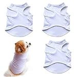 HACRAHO Dog Shirts, 3 PCS Polyester Solid Color Dog T-Shirts Breathable Dog T-Shirts for DIY Blank Pet Clothes for Small and Medium Dogs and Cat, White, S