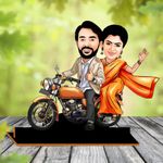 WEHATKE Customized Couple Caricature On Bike | Best Gift for Couple on anniversary, wedding & home decor (8x6 Inch)