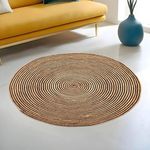 Kuber Industries 3x3 Feet Round Jute Rug & Carpet for Home/Bedroom | Aesthetic & Natural Looking Floor Rugs for Living Room | Spirals - Beige