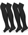 Panitay 2 Pairs High Football Socks Sport Multiple Sizes over the Knee Baseball Socks Extra Long for Boys Girls Women Men (Black and White,XL)