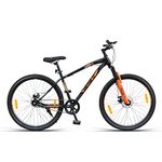 VECTOR 91 Men'S Granite-X40 27.5T Single Speed Steel Frame - 17 In, Mountain Bike/Bicycle (Black & Orange, Ideal For: 12+ Years, Brake: Disc), Rear