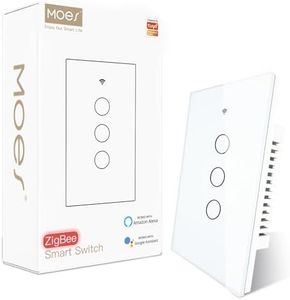 MOES Zigbee Smart Switches 3 Gang, Require MOES Zigbee Hub and Neutral Wire, Inteligente Single Pole Light Switch, Work as Relay, Support Tuya Smart Life, White