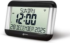 Geemarc Dementia Clock - The Easy-to-read & Self-setting Viso 8 - Ideal for Seniors and People Living with Alzheimer's - Battery Operated - No Backlight - Silver