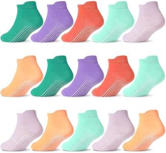 GRPSKCOS Non Slip Toddler Socks 15 Pairs Toddler Grip Anti Skid Low Cut Socks for Boys Girls(#9 Girls Color, 1-3T)