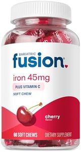 Bariatric Fusion Cherry Flavored Iron Soft Chew with Vitamin C for Bariatric Patients Including Gastric Bypass and Sleeve Gastrectomy, 60 Count, Two Month Supply