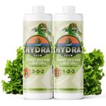 HydraGrow A & B Hydroponic Nutrients - Grow Big Vegetables & Boost Vegetative Growth in All Plants, 2 Part Grow Base Liquid Plant Food for Indoor & Outdoor Gardens 1L / 32oz Set NPK 3-0-2 & 1-2-3