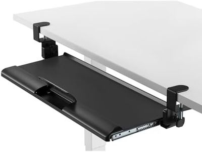 OfficeOzone Large Keyboard Tray, Clamp-On, 68cm (26.8"), Tool-Free Tilt, ABS & Steel, Black