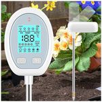 Landrip Soil PH Tester Record Saving，5-in-1 Soil Meter for Temperature, PH, Moisture, Nutr,Sunlight for Care Flower Potted Plants Garden Farm Lawn