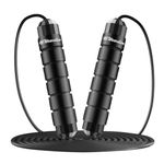 Wearslim Professional Skipping Rope for Men & Women with Ball Bearings Rapid Speed weighted Jump Rope Cable & 6” Memory Foam Handles Tangle-Free Jumping Rope for Kids - Black
