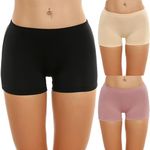 Ekouaer Boyshort Panties Women's Soft Underwear Briefs Invisible Hipster 3 Pack Seamless Boxer Brief Panties S-XXL, A-black/Pink/Nude, L