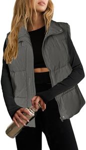 Zeagoo Women Puffer Vest Lightweight Stand Collar Sleeveless Winter Warm Zip Up Padded Outerwear Jackets with Pockets Dark Grey XL