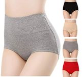 PLUMBURY Women Cotton Full Coverage High Waist|High Rise Panty, Size M-XXL (Pack of 4 Panty)