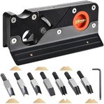 Chamfer Plane, Wood Chamfer Plane with 7 Cutter Heads, Woodworking Edge Corner Flattening Tool with Auxiliary Locator, Woodworking Hand Planer Suitable for Quick Edge Trimming of Wood (Black)