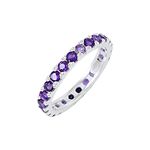 AZURFA Amethyst Gemstone 925 Sterling Silver Eternity Band Ring, Perfect Valentines gift for Her, 6 Months Warranty & Authenticity Certificate -20