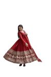 Qutenza Women Festive Special Embrodary Work Gown with Duppta Set (X-Large, Red)