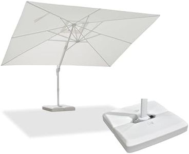 PURPLE LEAF 10' × 13' Patio Umbrella With Base White Cantilever Umbrella Square Outdoor Offset Umbrella Windproof with 360° Rotation for Garden Deck Pool, White