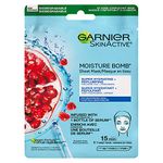 Garnier Beauty Face Mask, Replumping Skin Care for Dehydrated Skin, Hyaluronic Acid + Pomegranate, 1 Tissue Mask (32mL)