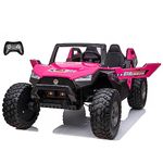 VOLTZ TOYS 2 Seater 24V Ride on Car, Realistic Off-Road Dune Buggy UTV with 2+1 Seats, Electric Vehicle for Kids with Remote Control, Music, Multiple Speed, Suspension and LED Lighting (Pink)