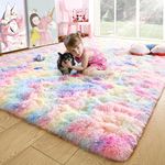 Noahas 5x8 Fluffy Rainbow Rug for Girls Bedroom,Kids Room Rug,Shaggy Area Rugs for Living Room,Fuzzy Rainbow Carpet Bedroom Rug,Playroom Shag Rug,Nursery Rugs,Room Decor for Teen Girls