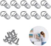 10 Sets D Rings Picture Hangers, Picture Hanging Hooks Picture Frame Hooks Metal D Ring Picture Hangers Picture Hanging Kit 10PCS Canvas Hook 10PCS Screws for Picture Photo Frame Hanging Decoration