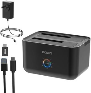 GODO Hard Drive Docking Station to USB 3.0 Type C,Dual Bay Hard Drive Dock for SATA 2.5/3.5 inch HDDs/SSDs with LED Indicator,Support Offline Clone/Duplicator 2 * 18TB Black