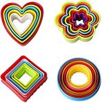 Bake House Cookie Cutters Set, Bpa-Free Colorful Multi-Size Plastic Cookie Cutter Sandwich Fondant Cake, Biscuit Cutters (Flower, Round, Square, Heart Shapes) Set of 20