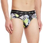 Jockey Men's Cotton Brief (Pack of 1) (NY01_White With Black Des06_Medium_White with Black Des06_M)