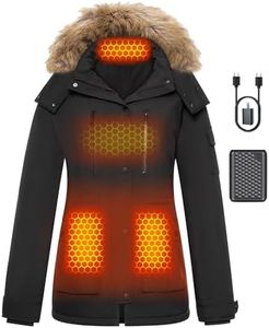 Women Graphene Heated Jacket Battery Pack Coat Heating Clothes Winter Outdoor Work Gear Motorcycle Accessories Camping Essentials Travel Must Haves Supplies Equipment Necessities Warmer Gifts Black