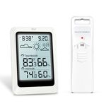 ORIA Digital Thermometer Hygrometer, Wireless Weather Station with Sensor, Weather Forecast/Time/Date/Alarm, Temperature Humidity Monitor Indoor Outdoor for Home & Office