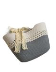 BEAUTIFUL HOMMIES Attractive Hand Bag | large Tote Bag | Summer Bag | Bucket Bag | Basket Bag | Bamboo Tote | Beach Bags for Women | Boho Bag | Jute Bag | Handmade Bag |Cute Bag| (Grey & White)