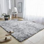 Area Rugs 5'3"x6'6" Soft Fluffy Carpet for Bedrooms, Living Room, Boys Room, Girls Room, Play Room Modern Home Decor Non-Slip, Grey