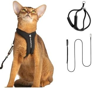 BuddyArmor Cat Harness and Leash Set, Escape Proof Y Shape Cat Harness Adjustable Anti-Choke Soft Padded Vest Harness Hands Free Cat Rope Leash and Harness Set for Kitten Cats≤22lbs (Black, S)