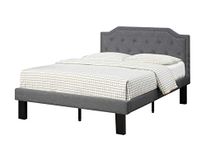 Poundex Bobkona Finely Polyfabric Upholstered Twin Size Bed in Blue Grey