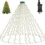 Joycome Christmas Tree Lights 400 LED 2Mx16 Drop Xmas Tree Net Lights Decorations with Ring, Timer, 8 Modes Waterproof Waterfall Tree Lights Main Powered for Indoor Outdoor Tree Decor (Warm White)