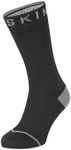 SEALSKINZ Unisex Waterproof All Weather Mid Length Sock With Hydrostop, Black/Grey, X-Large