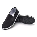 ktprniy Tai Chi Shoes,Chinese Traditional Canvas Kung Fu Shoes, Martial Arts Old Beijing Shoes, Black Rubber Sole Unisex Size Men 11/Women 12