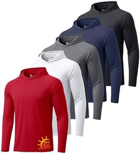 ZITY Mens UV Shirts 5 Pack Long Sleeve Hoodie UPF 50+ Sun Protection Fast Dry Athletic Lightweight Fishing Shirt with Hood