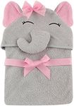 Hudson Baby Animal Face Hooded Towel for Girls, Pretty Elephant