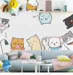 Buer Homie Wall Stickers, Cats and Kitten Pattern, Nursery Murals for Kids Bedroom